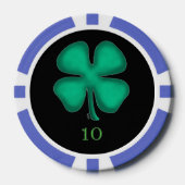 Black Irish Blue 10 gestreifter Poker Chip (Vorderseite)