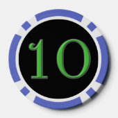 Black Irish Blue 10 gestreifter Poker Chip (Rückseite)