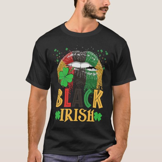 Black Irish Dripping Lips African American St Patr T-Shirt (Vorderseite)