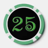 Black Irish Green 25 gestreifter Poker Chip (Rückseite)