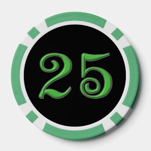 Black Irish Green 25 gestreifter Poker Chip (Rückseite)