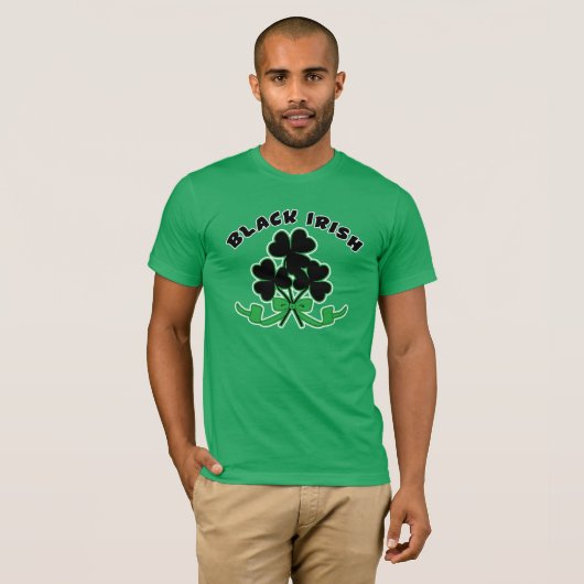 Black Irish mit Black Kleeblatts St Patrick's Day T-Shirt (Vorne ganz)