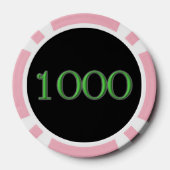 Black Irish Pink 1000 gestreifter Poker Chip (Rückseite)
