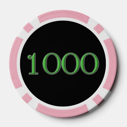 Black Irish Pink 1000 gestreifter Poker Chip (Rückseite)