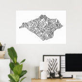 Black Isle of Wight Text Map Poster (Heimbüro)
