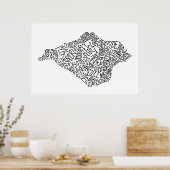 Black Isle of Wight Text Map Poster (Küche)
