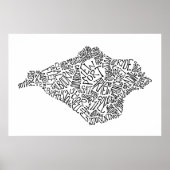 Black Isle of Wight Text Map Poster (Vorne)
