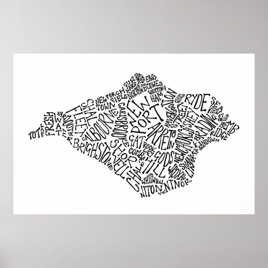 Black Isle of Wight Text Map Poster (Vorne)