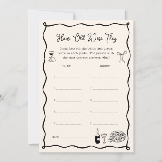 Black Italian Brautparty Age Guessing Game Card Einladung (Vorderseite)