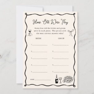 Black Italian Brautparty Age Guessing Game Card Einladung