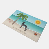 Black Italian Greyhound am Tropical Summer Beach Fußmatte (Schrägansicht)