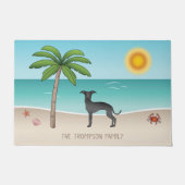 Black Italian Greyhound am Tropical Summer Beach Fußmatte (Vorderseite)