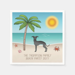 Black Italian Greyhound am Tropical Summer Beach Serviette