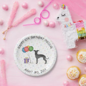 Black Italian Greyhound Niedlich Cartoon Dog Gebur Pappteller (Party)