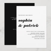 Black Italic Retro Typografie QR Code Wedding Einladung (Vorne/Hinten)