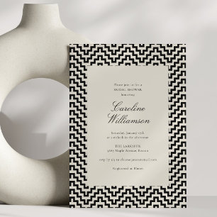 Black Ivory Art Deco Geometrische Brautparty Einladung