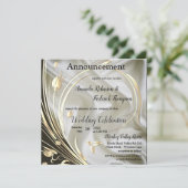 Black & Ivory auf Champagner Silk Wedding Ankündigung (Stehend Vorderseite)