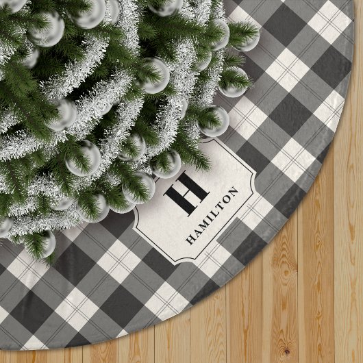 Black & Ivory Buffalo Kariertes Monogram Tree Skir Polyester Weihnachtsbaumdecke