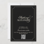 Black & Ivory Checkered Old Money QR Code Wedding Save The Date (Rückseite)