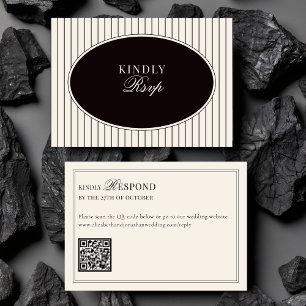 Black Ivory Classic Old Money QR-Code Hochzeits-RS RSVP Karte