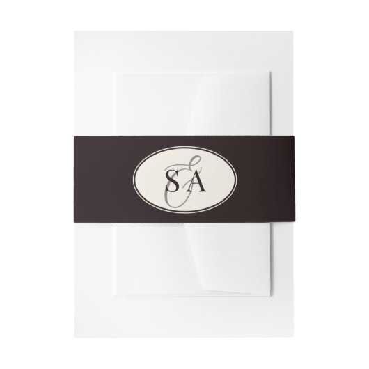 Black Ivory Classic Oval Old Money Wedding  Einladungsbanderole (Vorderseite Beispiel)