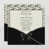 Black Ivory Cream Damask Wedding Einladung (Vorne/Hinten)