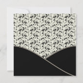 Black Ivory Cream Damask Wedding Einladung (Rückseite)