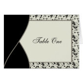Black Ivory Cream Damask Wedding Table Card (Vorderseite (Horizontal))
