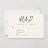 Black Ivory Cream Modern Script Lettering Wedding RSVP Karte (Vorderseite)