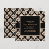 Black & Ivory Damask Einladung (Vorne/Hinten)