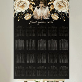 Black Ivory & Gold Quinceñera Seekarte Poster