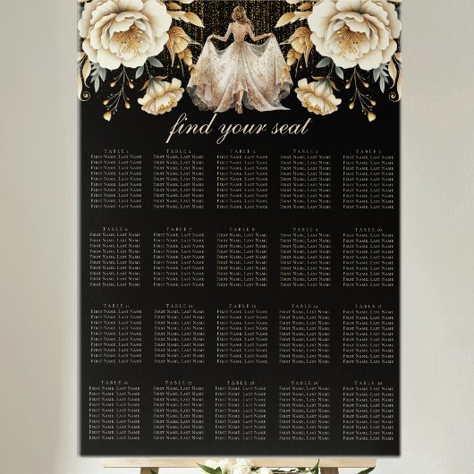 Black Ivory & Gold Quinceñera Seekarte Poster