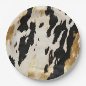 Black Ivory Gold Western Cowhide Pappteller (Vorderseite)