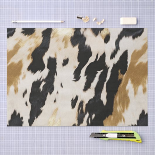 Black Ivory Gold Western Cowhide Seidenpapier (Handwerk)