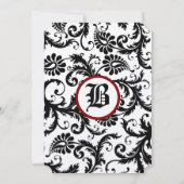 Black Ivory & Maroon Damask Wedding Einladung (Rückseite)