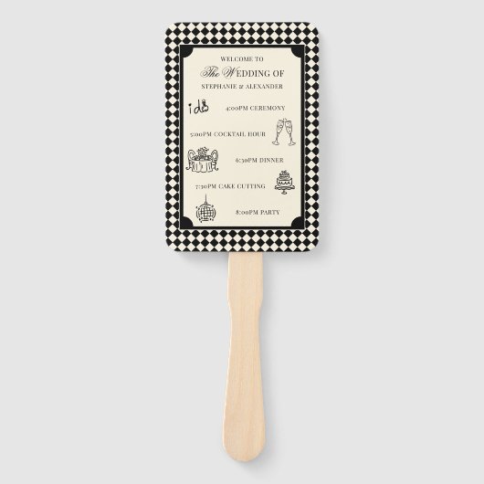 Black & Ivory Old Money Wedding Program Itinerary Fächer (Vorderseite)