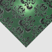 BLACK JADE GREEN DAMASK GEMSTONE MONOGRAMM Floral Seidenpapier (Ausschnitt)