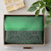 BLACK JADE GREEN DAMASK GEMSTONE MONOGRAMM Floral Seidenpapier (Geschenk)
