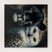 Black Jaguar and Snowy Owl Eyes of the Wild Puzzle (Horizontal)
