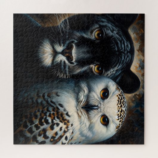 Black Jaguar and Snowy Owl Eyes of the Wild Puzzle (Horizontal)