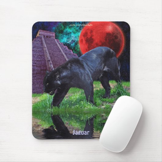 Black Jaguar & Chichen Itza Temple & Lunar Eclipse Mousepad (Mit Mouse)