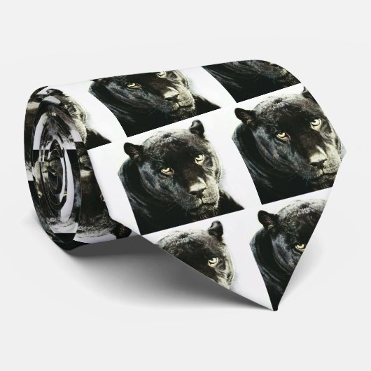 Black Jaguar Panther Krawatte (Gerollt)