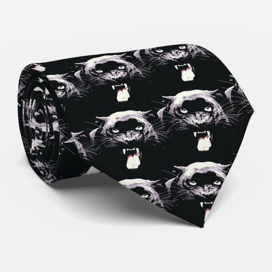 Black Jaguar Panther Krawatte (Gerollt)