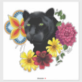 Black Jaguar Portrait Blume Aufkleber (Blatt)