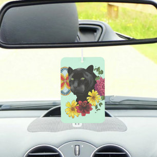 Black Jaguar Portrait Blume Autolufterfrischer