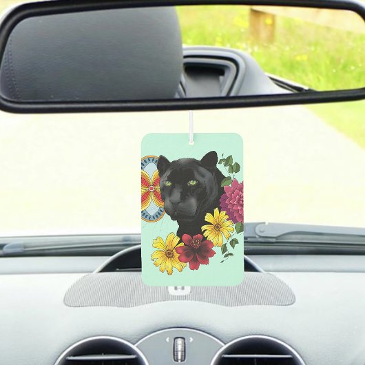 Black Jaguar Portrait Blume Autolufterfrischer