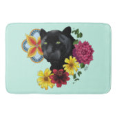 Black Jaguar Portrait Blume Badematte (Vorderseite)