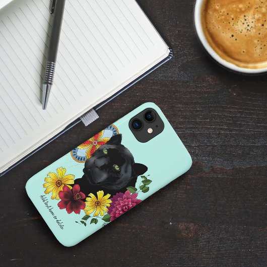 Black Jaguar Portrait Blume Case-Mate iPhone Hülle