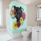 Black Jaguar Portrait Blume Duschvorhang (Beispiel)