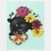 Black Jaguar Portrait Blume Fleecedecke (Vorderseite)